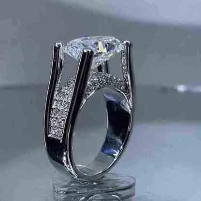 4Ct Oval Cut Vintage Sterling Silver Engagement Ring-Sterling Silver-lornajewelry