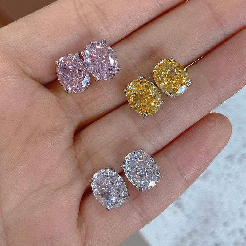 Stunning Classic Oval Cut  Stud Earrings In Sterling Silver-Sterling Silver-lornajewelry