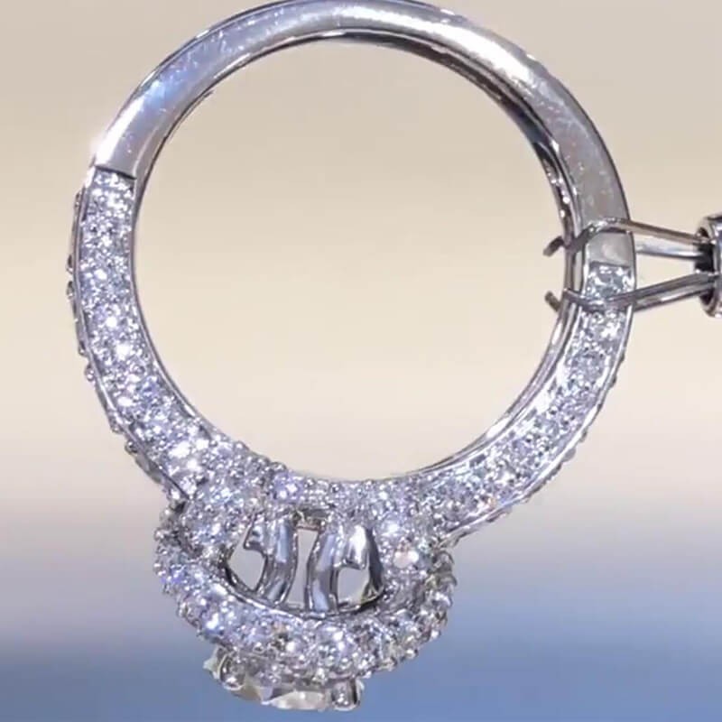 1.5Ct Oval Cut Vintage-Inspired Double Halo Engagement Ring in Sterling Silver