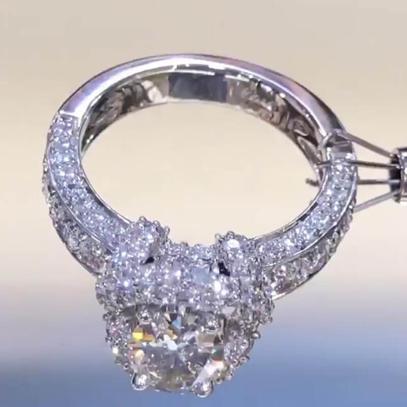 1.5Ct Oval Cut Vintage-Inspired Double Halo Engagement Ring in Sterling Silver