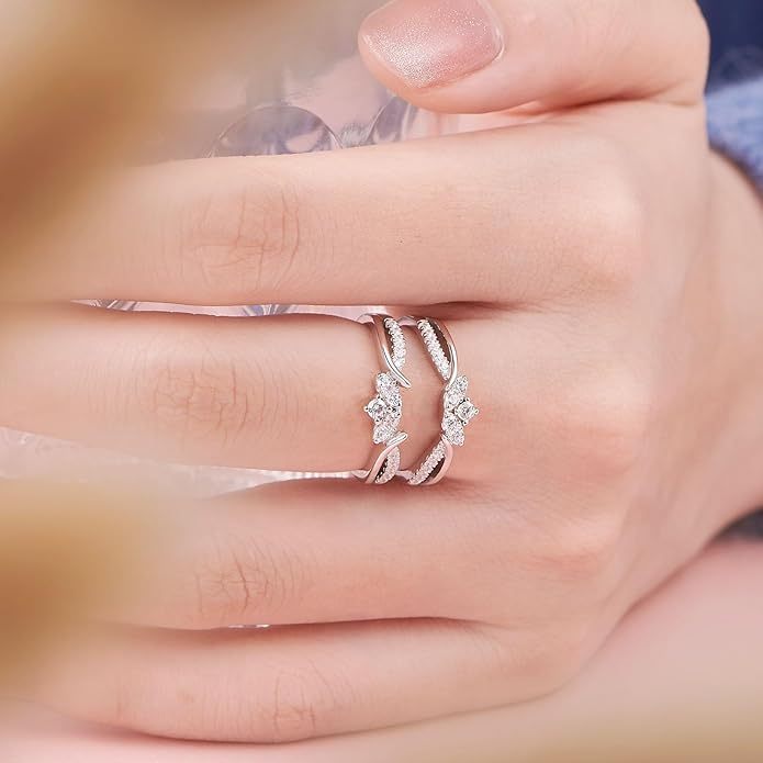 Sterling Silver Guard Ring Enhancer for Engagement Rings Stackable Elegant Adjustable