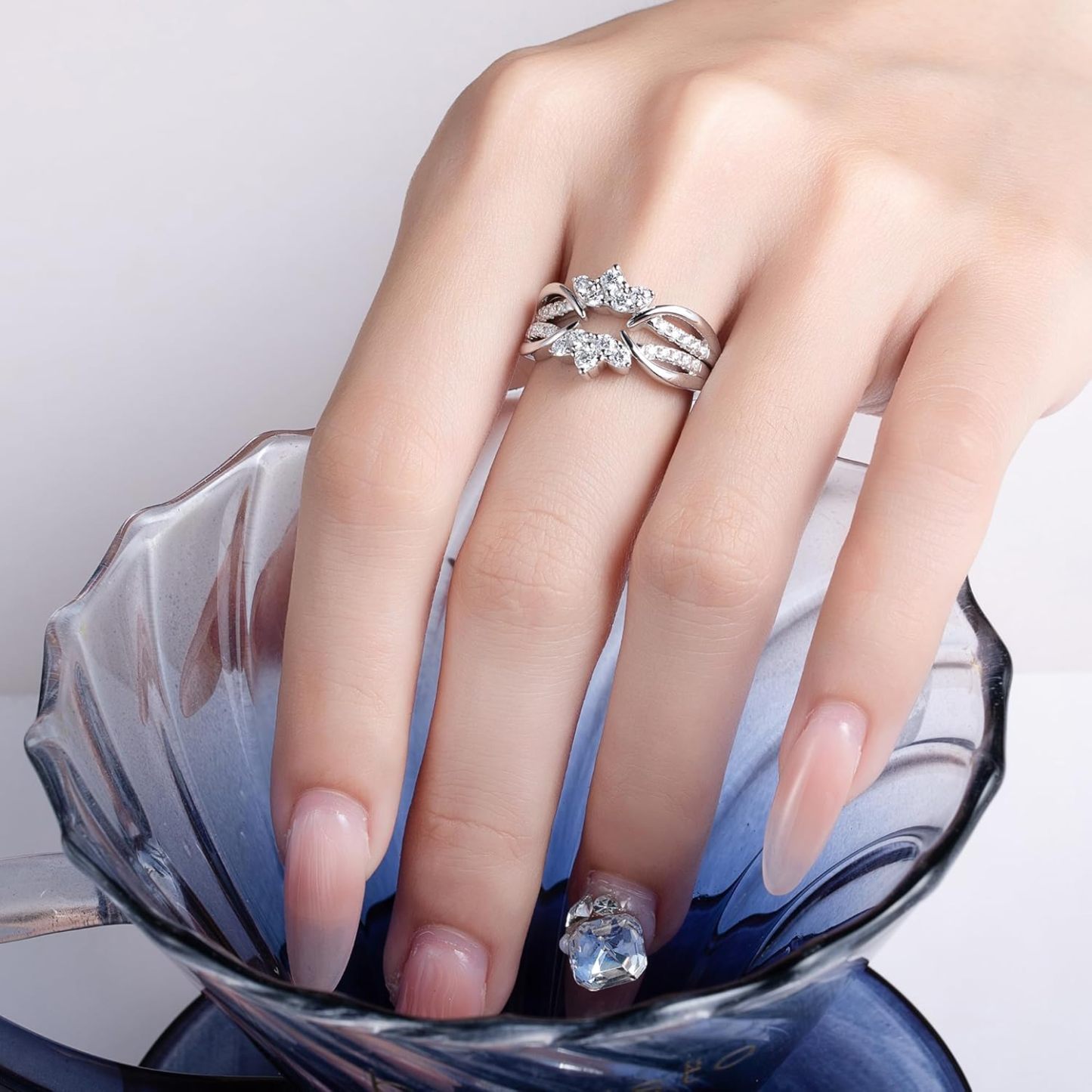 Sterling Silver Guard Ring Enhancer for Engagement Rings Stackable Elegant Adjustable