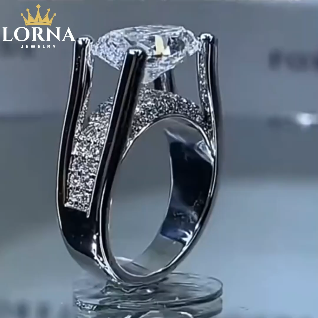 Jorrio handmade oval cut vintage sterling silver engagement ring