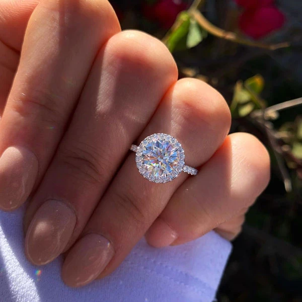 2Ct Classic Halo Round Cut Women's Engagement Ring In White Gold-Sterling Silver-lornajewelry