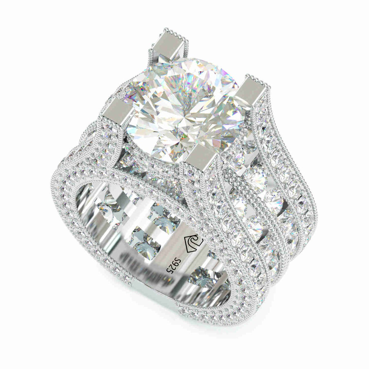 2.5ct Brilliant Round Cut Sterling Silver Engagement Ring-Sterling Silver-lornajewelry