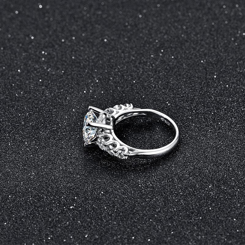 3Ct Moissanite Seven Stone Round Cut Sterling Silver Engagement Ring-Sterling Silver-lornajewelry