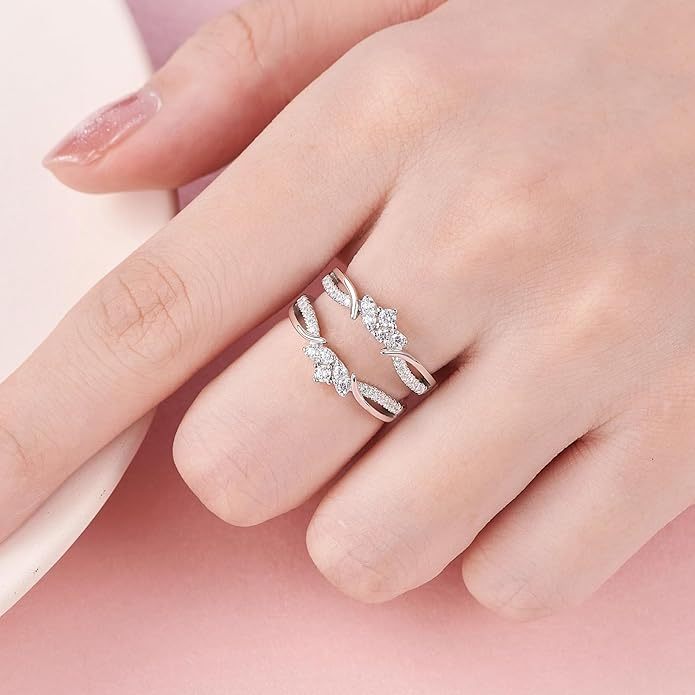 Sterling Silver Guard Ring Enhancer for Engagement Rings Stackable Elegant Adjustable