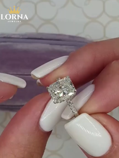 Gorgeous 3.5 Carat Radiant Cut Wedding Ring Set In Sterling Silver