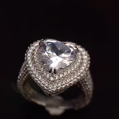 3.5Ct Heart Cut Double Halo Split Shank Exquisite Pave Engagement Ring