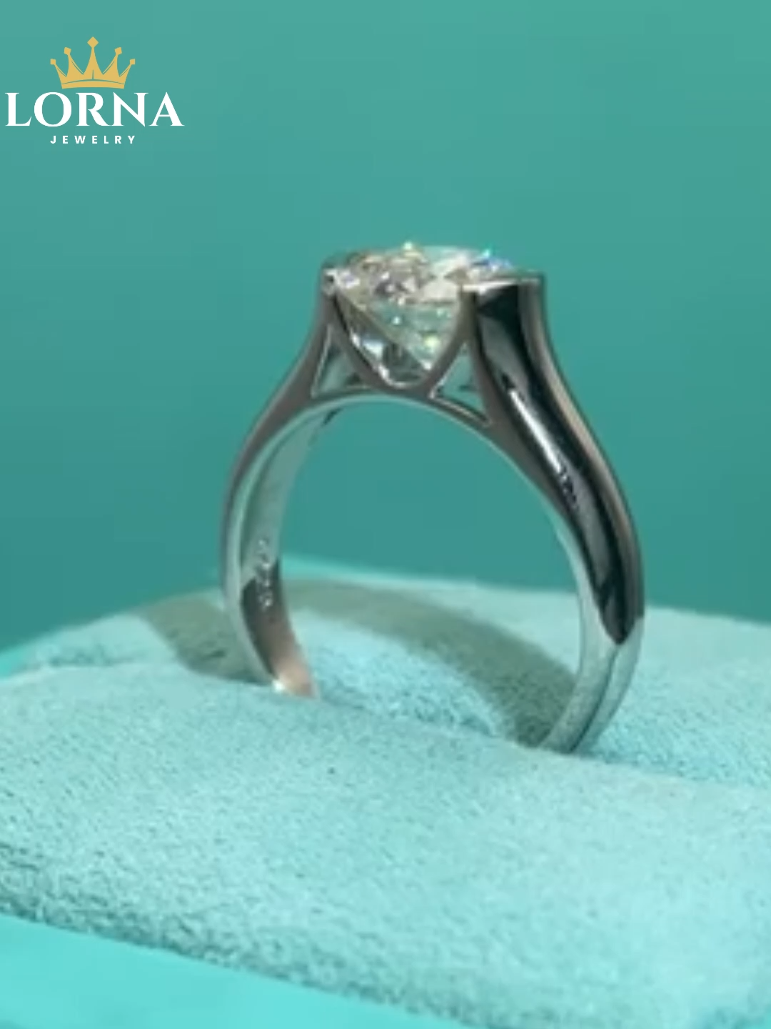 1Ct/2Ct/3Ct Moissanite Solitaire Half Bezel Set Sterling Silver Engagement Ring