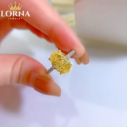 4.5Ct Yellow Oval Gemstone Gold Prong Setting Ring