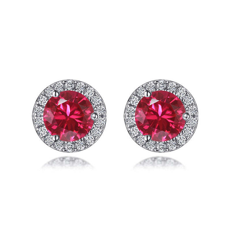 Birthstone Stud Earrings In Sterling Silver-Sterling Silver-lornajewelry