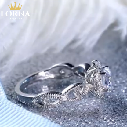 1Ct Moissanite Vintage Round Twisted Vine Engagement Ring