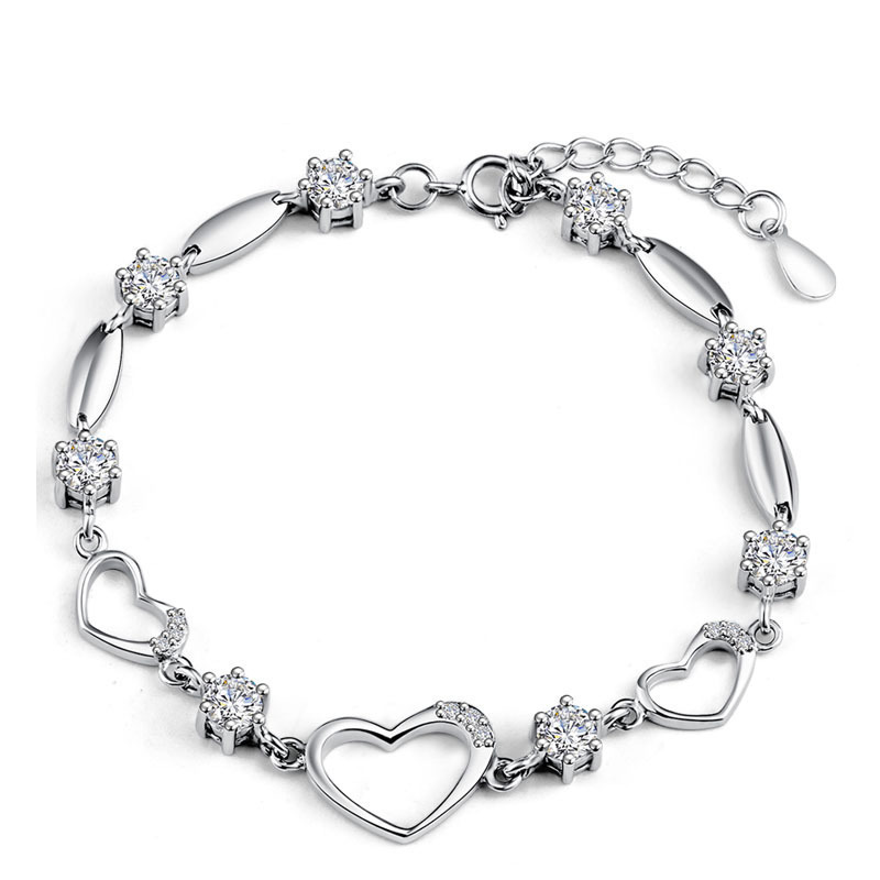 Heart Shape Bracelet In Sterling Silver