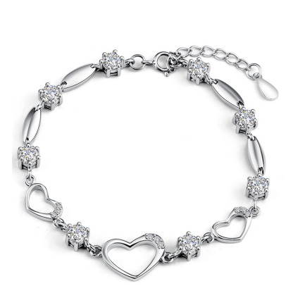 Heart Shape Bracelet In Sterling Silver