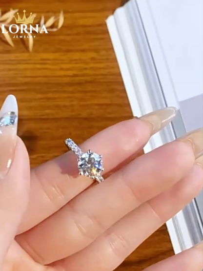 2Ct Moissanite Round Cut Half Eternity Engagement Ring