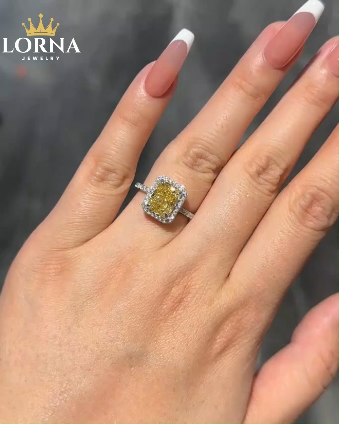 3Ct Halo Radiant Cut Yellow Sapphire Engagement Ring