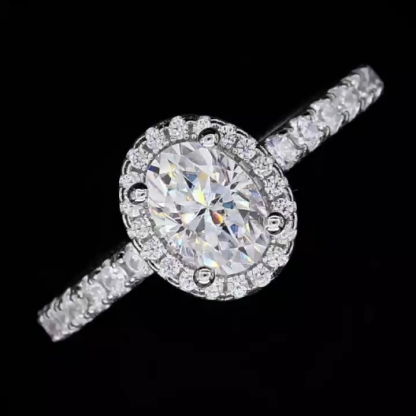 1Ct Moissanite Classic  Oval Cut Halo Engagement Ring