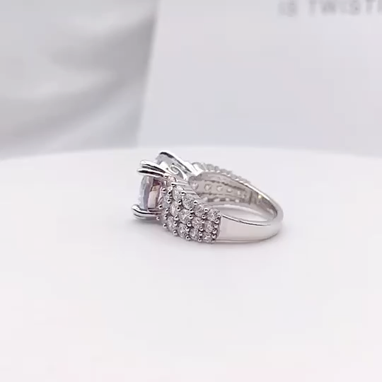 6.5Ct Round Cut Luxurious Pave Large Side Stone Engagement Ring