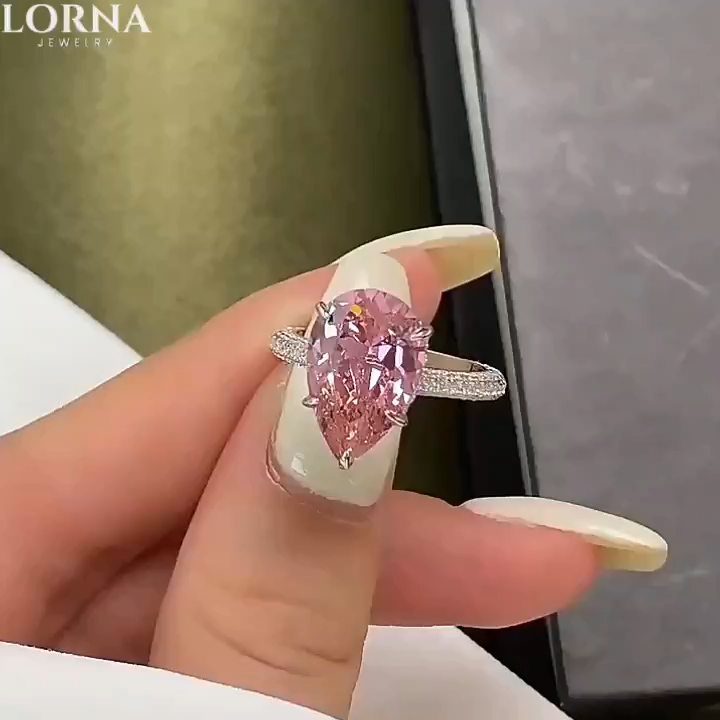 6Ct Pear Cut Pink Luxury Engagement Ring in 925 Sterling Silver