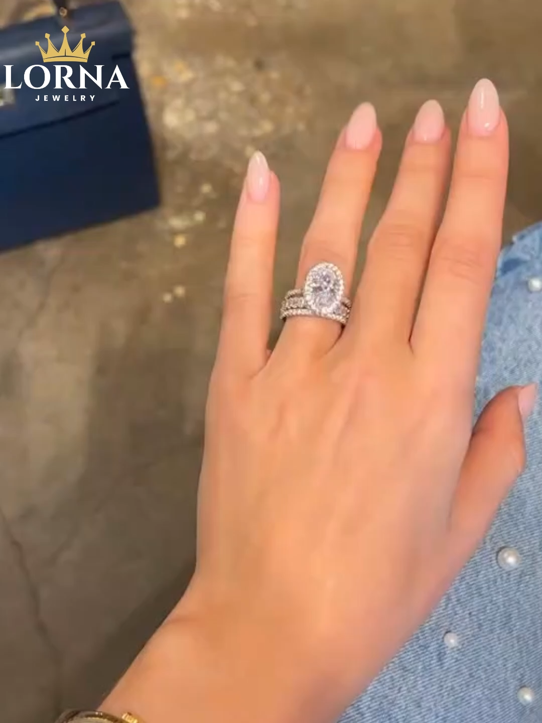 Exclusive Halo Oval Cut 3PC Wedding Set