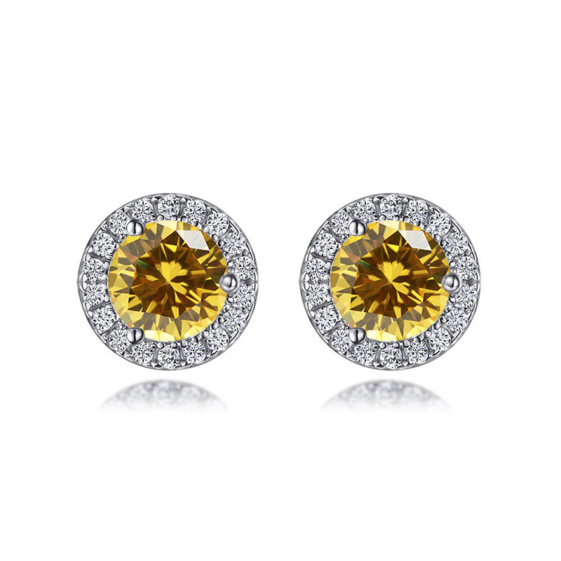 Birthstone Stud Earrings In Sterling Silver-Sterling Silver-lornajewelry