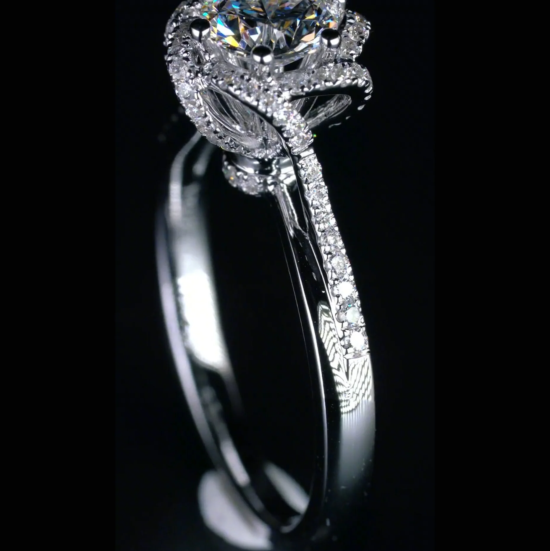 1Ct Moissanite Twist Flower Design Engagement Ring