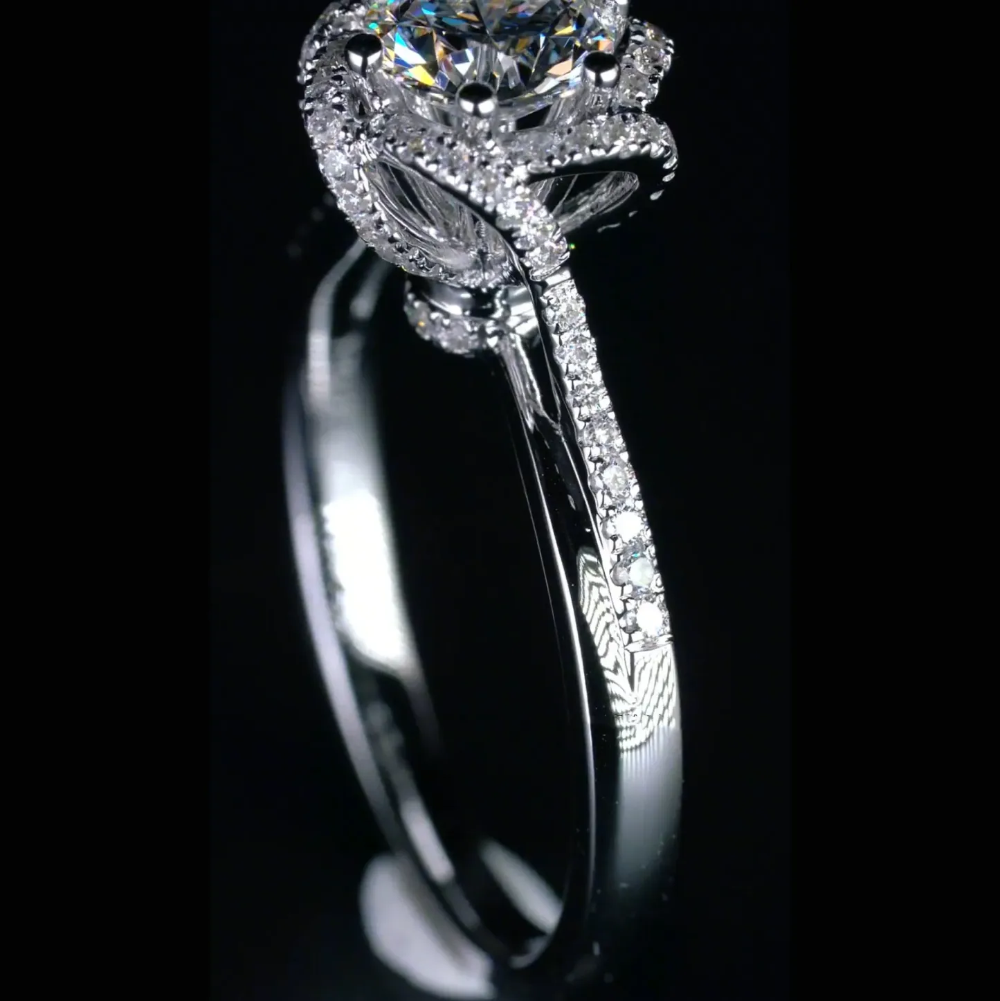 1Ct Moissanite Twist Flower Design Engagement Ring