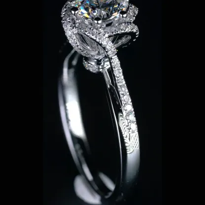 1Ct Moissanite Twist Flower Design Engagement Ring