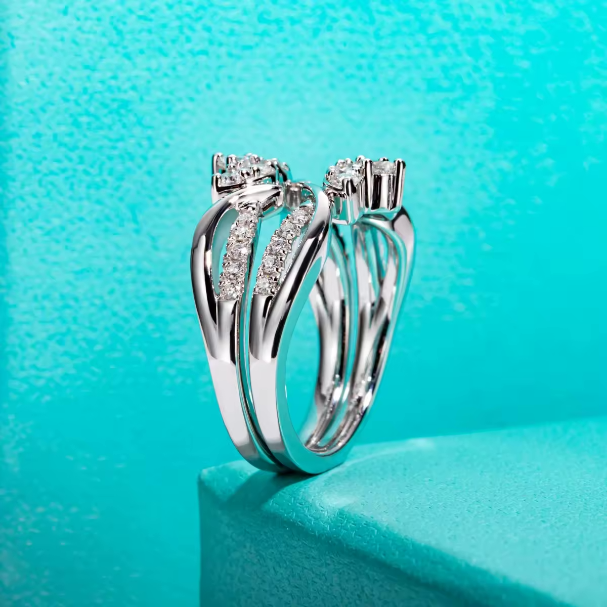 Sterling Silver Guard Ring Enhancer for Engagement Rings Stackable Elegant Adjustable