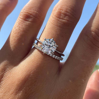 Classic 6 Prong Round Cut Women's Wedding Ring Set-Sterling Silver-lornajewelry