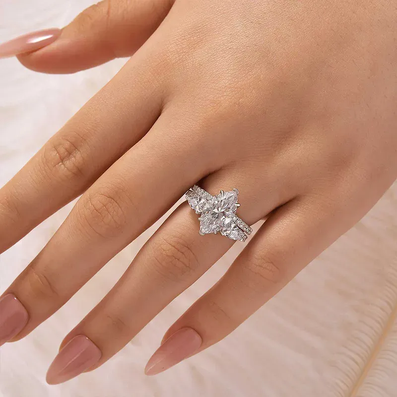 4Ct Marquise Cut Unique Insert Wedding Ring Set For Women In Sterling Silver