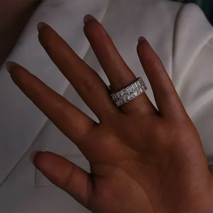 5Ct Luxe Radiant Cut Engagement Ring and Radiant Cut Wedding Band Set