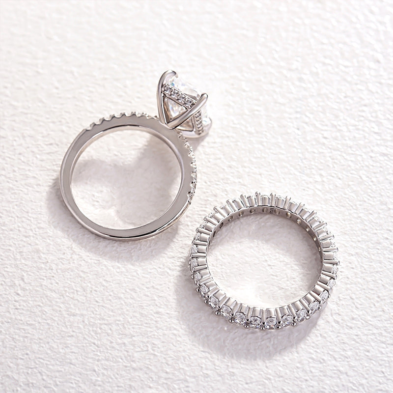 Timeless Radiant Cut Wedding Ring Set In Sterling Silver-Sterling Silver-lornajewelry