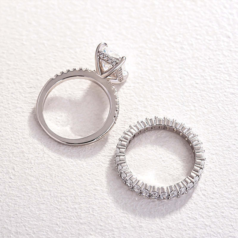 Timeless Radiant Cut Wedding Ring Set In Sterling Silver-Sterling Silver-lornajewelry