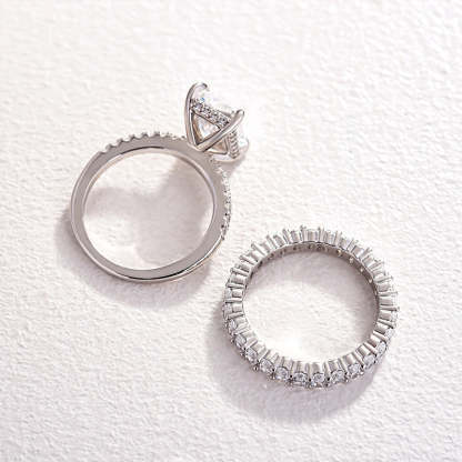 Timeless Radiant Cut Wedding Ring Set In Sterling Silver-Sterling Silver-lornajewelry