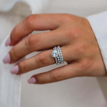 Gorgeous Round Cut  4PC Wedding Set In Sterling Silver-Sterling Silver-lornajewelry