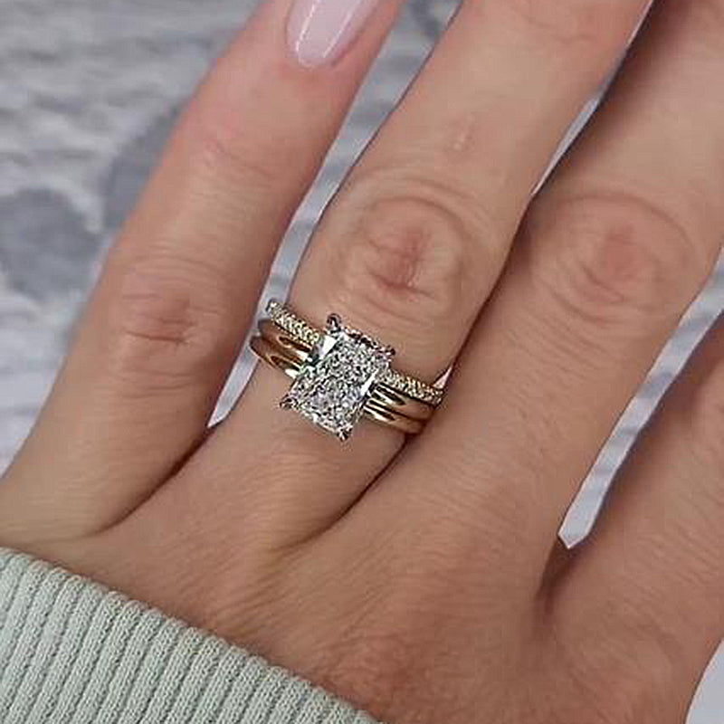 Classic Radiant Cut 3PC Wedding Ring Set-Sterling Silver-lornajewelry