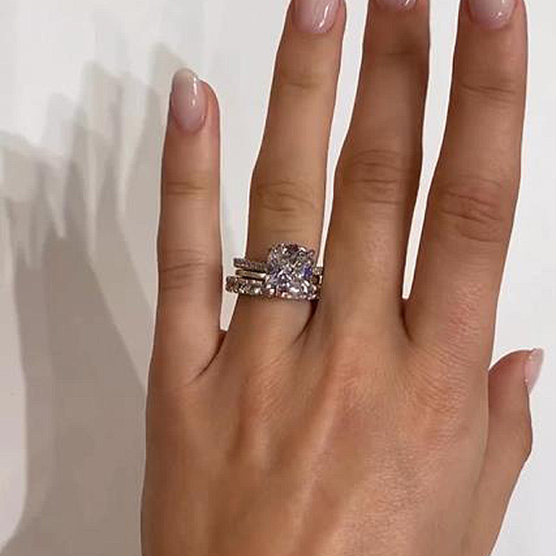 Gorgeous Cushion Cut 3PC Wedding Ring Set In Sterling Silver-Sterling Silver-lornajewelry