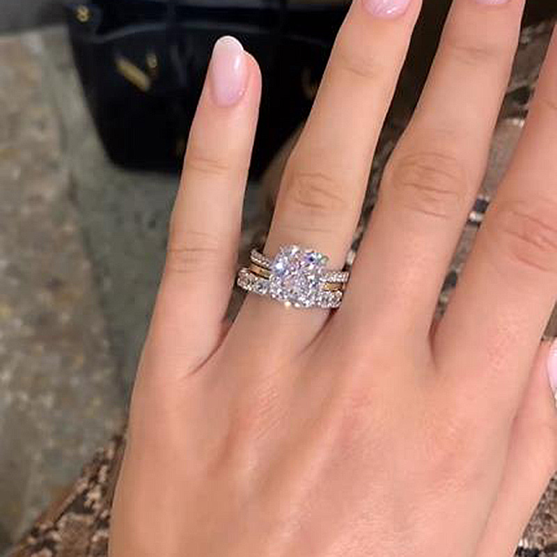 Gorgeous Cushion Cut 3PC Wedding Ring Set In Sterling Silver-Sterling Silver-lornajewelry