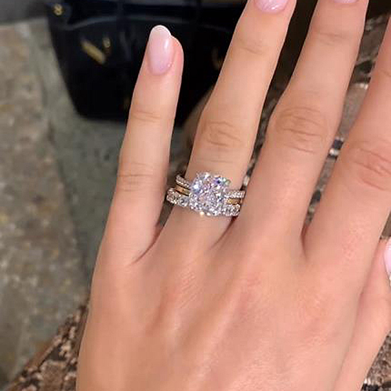 Gorgeous Cushion Cut 3PC Wedding Ring Set In Sterling Silver-Sterling Silver-lornajewelry