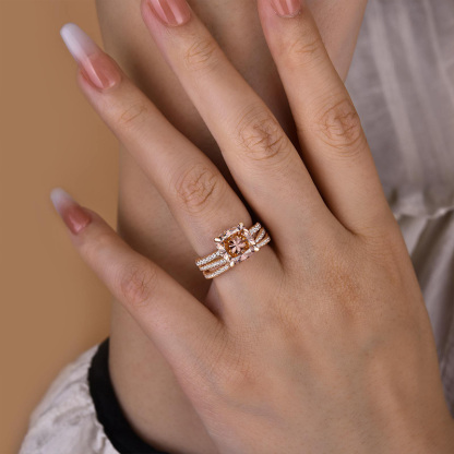 Morganite Pink Hidden Halo Cushion Cut Elegant Wedding Set In Sterling Silver-Sterling Silver-lornajewelry