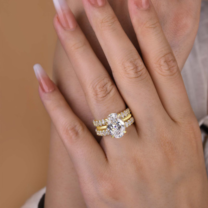 Luxury 4.0 Carat Oval Cut 3PC Wedding Ring Set In Sterling Silver-Sterling Silver-lornajewelry