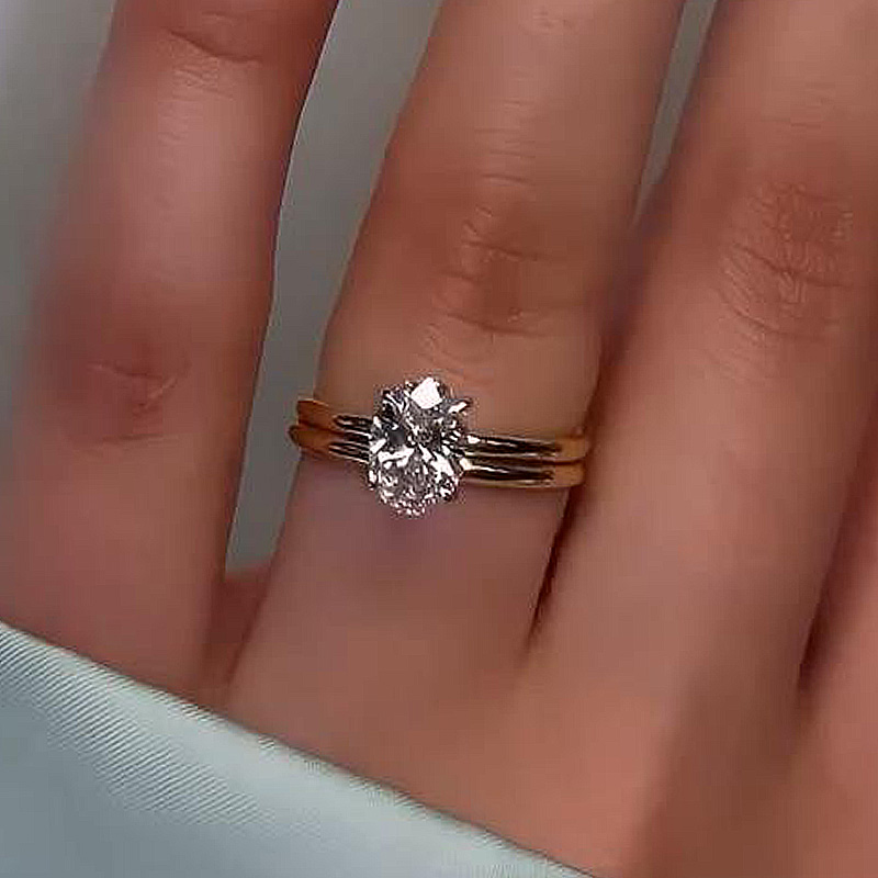 Sparkle Oval Cut s Wedding Ring Set For Women-Sterling Silver-lornajewelry