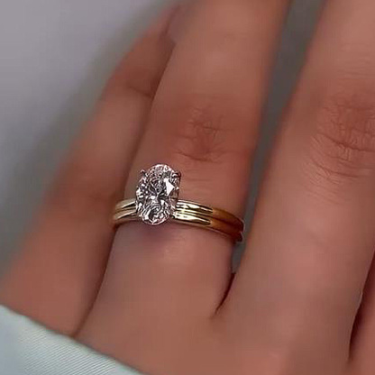 1.5Ct Moissanite Sparkle Oval Cut s Wedding Ring Set For Women