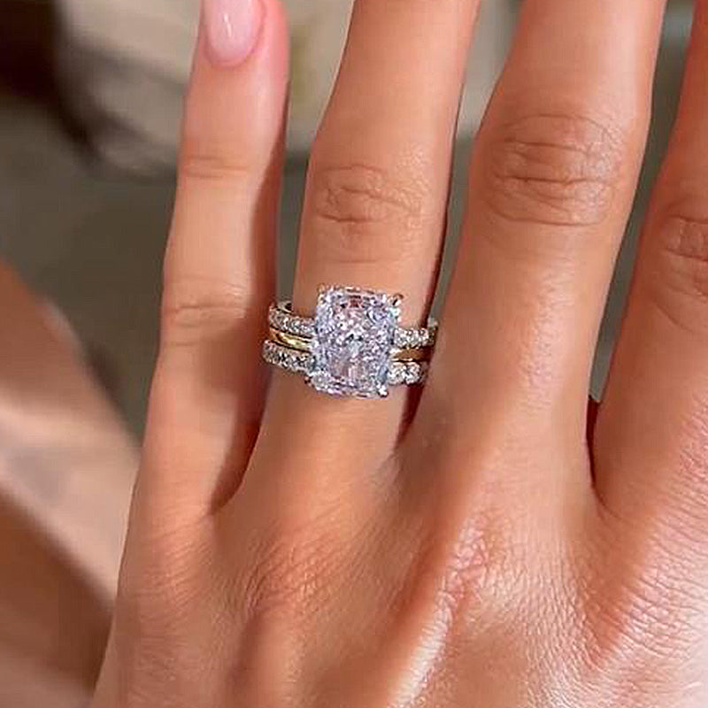 Noble Radiant Cut 3PC Wedding Ring Set For Women In Sterling Silver-Sterling Silver-lornajewelry