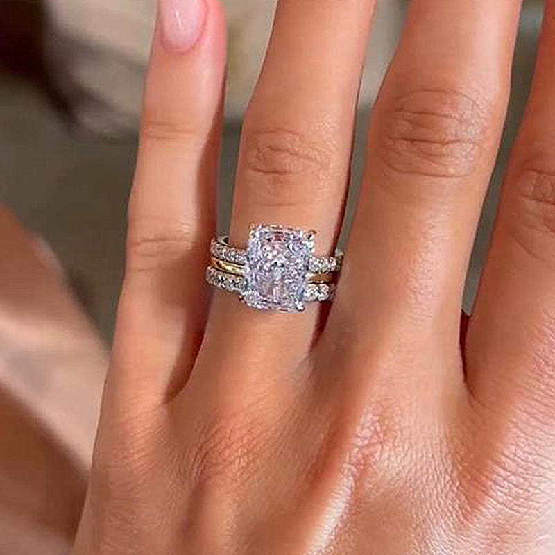 Noble Radiant Cut 3PC Wedding Ring Set For Women In Sterling Silver-Sterling Silver-lornajewelry