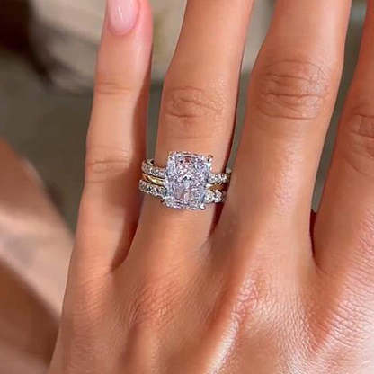 Noble Radiant Cut 3PC Wedding Ring Set For Women In Sterling Silver-Sterling Silver-lornajewelry