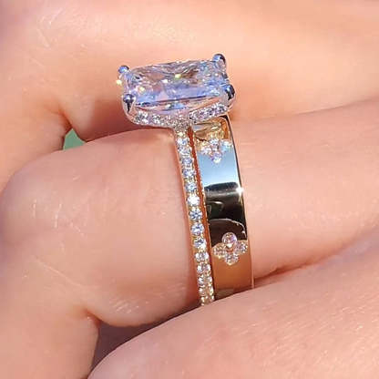 Enchanting Yellow Gold Radiant Cut Wedding Set-Sterling Silver-lornajewelry