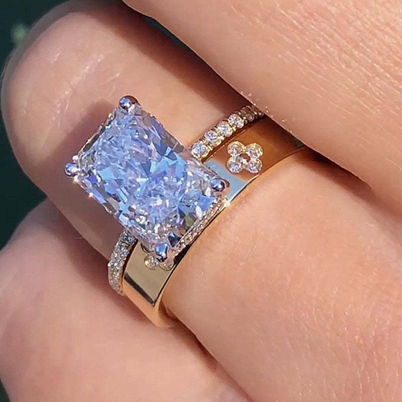 Enchanting Yellow Gold Radiant Cut Wedding Set-Sterling Silver-lornajewelry